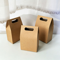 Sac en papier kraft pliable écologique de qualité supérieure avec poignée découpée, impression couleur intégrale pour les cafés, les en-cas, les bonbons, les sacs de courses