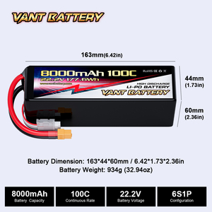 VANT FPV 드론 배터리 <span class=keywords><strong>6S</strong></span> 리포 배터리 22.2V 8000/9000/10000/12000/16000/22000mAh 100C 리튬 배터리 팩 (7/8/10인치 UAV용) - Product Image 2