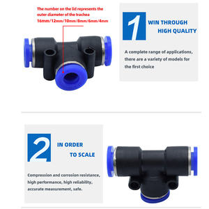PE Series Khí Nén Đen Tee Ba Cách Kết Nối Nhanh T Loại Một Phụ Kiện Cảm Ứng Đẩy Trong Kết Nối Nhanh - Product Image 4