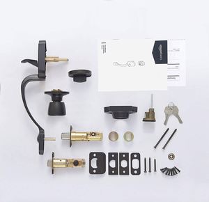 WEKIS Vintage Waterproof Single Cylinder Deadbolt <b>Handle</b> Set Lever Door <b>Lock</b> Iron Black Finish Reversible for Right/Left - Product Image 2