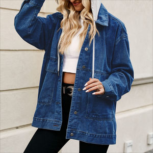 Giacca di <span class=keywords><strong>jeans</strong></span> da <span class=keywords><strong>donna</strong></span> a maniche lunghe, vestibilità ampia e versatile, lunghezza media, nuova collezione autunno 2026, <span class=keywords><strong>abbigliamento</strong></span> casual, taglie S-2XL - Product Image 2