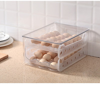 Boîte de rangement pour œufs en plastique ventilée, empilable à plusieurs niveaux, avec glissière automatique, pour cuisine, OEM ODM
