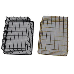 Panier de rangement trapézoïdale, 1 pc, couleur or rose, fil de fer métallique, panier de produits cosmétiques - Product Image 6