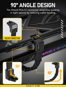 12v-2x6 pci 5.1 पावर एक्सटेंशन केबल Rtx 5070ti 5080, 90 डिग्री एंगल्ड 16पिन 12 + 4पिन आस्तीन केबल 600w आउटपुट - Product Image 5