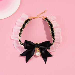 وشاح صغير للقطط بتصميم أنيق، طوق للحيوانات الأليفة، ربطة عنق لطيفة بأسلوب الأميرات الصامتة مصنوعة من البوليستر - Product Image 4