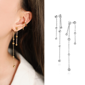 Pendientes de cadena de bolas de moda, chapados en oro, para mujer, tipo colgante, joyería de fiesta, accesorio de moda - Product Image 1