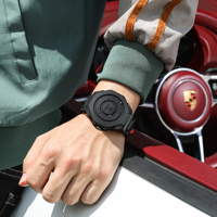 Bracelet en acier inoxydable rotatif à billes magnétiques Poedagar 670 noir, montre à quartz pour homme, étanche