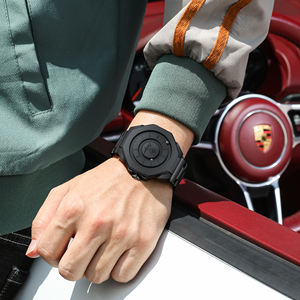 Bracelet en acier inoxydable rotatif à billes magnétiques Poedagar 670 noir, montre à quartz pour homme, étanche - Product Image 5