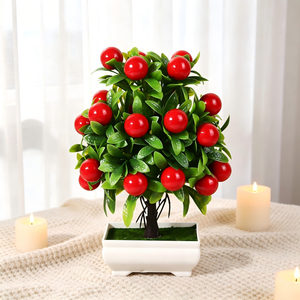 LUYI - Planta Artificial en Maceta de Espuma Plástica, Estilo Moderno, Hecha a Mano, Simulación de Manzana y Naranja, Adornos de Imitación Verde, Envío Rápido - Product Image 3