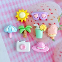 Mini perles brillantes en forme de cocotier et de chapeau de soleil pour bijoux DIY, ornements pour filles, boucles d'oreilles, clous à coller avec colle crème, vente en gros Duolang