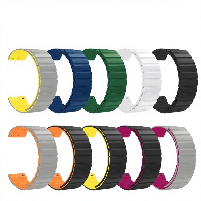 Strong Magnetic Silicone Watch Strap with Flat-Head Design Compatible with //Huami Bicolor Straps 12/16/18/20/22mm