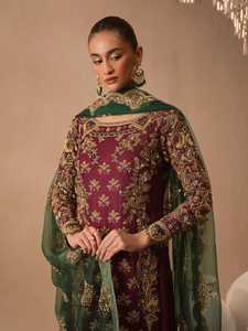 Conjunto de Salwar Kameez de Lujo en Color Granate y Verde con Bordado Intenso y Dupatta – Traje Étnico de Diseñador para Bodas y Fiestas para Mujer - Product Image 3