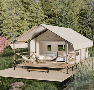 Luxury Hotel Resort Glamping Safari <b>Tent</b> <b>Two</b> Bedrooms Oxford Waterproof Four-season 3-Door 5x9m Prefab Wooden Wedding Outdoor - Product Image 6