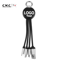 Cadeaux promotionnels Cordon multi-chargeur personnalisé lumineux LED universel pour téléphone Câble de chargement USB 3 en 1 avec logo