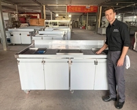 Table de bar à eau en acier inoxydable 201 de qualité professionnelle, capacité de charge de 500 kg/m, avec réservoirs d'eau doubles et bac à glace pour cuisine commerciale