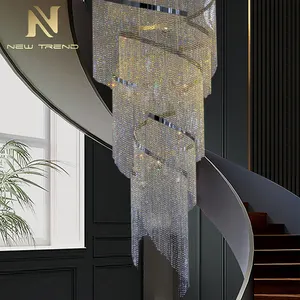 Style moderne décoration intérieure grand projet hôtel hall Villa escalier lustre en cristal éclairage
