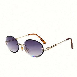 2019 Hot Selling Luxury Diamond Cut Rimless <b>Sunglasses</b> for Women UV400 Gradient Round <b>Sunglasses</b> - Product Image 6