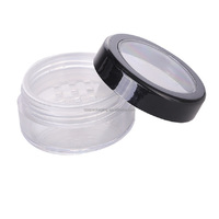 Pot de poudre libre 5g noir transparent, emballage cosmétique pour illuminateur, boîte à maquillage pour fard à paupières, petit étui rond en plastique avec tamis