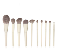 10Pcs Beige Vegan Sans Cruauté Ensemble De Brochas De Maquillaje De Luxe De Haute Qualité Marque Privée Logo Personnalisé Pinceaux De Maquillage Ensemble