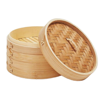Panier vapeur en bambou 4L, 2 niveaux, écologique, pour cuisson chinoise, raviolis et dim sum, avec couvercle