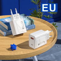 Cargador de Pared Eléctrico con Enchufe EU/US/UK, Doble USB Tipo-C PD 12W/20W de Carga Rápida para Laptop y Cámara 15/14 Pro