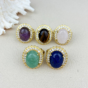 Anillo de Piedra Natural con Baño de Oro de 18K, Joyería de Moda, Anillos de Cristal de Amatista y Circonio para Mujer, Fiesta, Aniversario, Venta Directa de Fábrica - Product Image 2