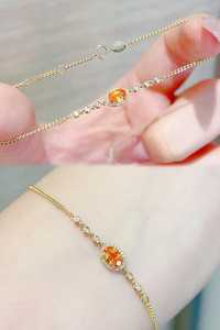 Xinfly 18K Gold Natural Diamonds Fanta Stone <b>Charm</b> Bracelet Pendant Cuban Chain <b>Bangle</b> for Women Gift Wedding Party Custom - Product Image 4