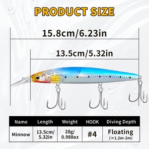 เหยื่อตก<span class=keywords><strong>ปลา</strong></span>แบบ Flash Flake Minnow ขนาด 135 มม./27 กรัม แบบตีไกล พร้อมระบบเลื่อนน้ำหนัก สำหรับตก<span class=keywords><strong>ปลา</strong></span>แบสและ<span class=keywords><strong>ปลา</strong></span>ไพค์ - Product Image 4