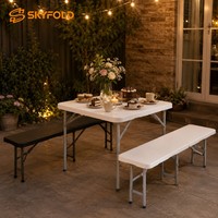 Table à manger carrée pliable facile à ranger, plateau en polyéthylène haute densité, légère, portable, meubles pour appartement