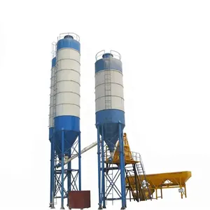 75m3 batching plant concrete with two cement silo automatic concrete batching plant