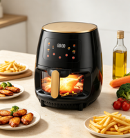 Friteuse à air électrique 3,5 L 1400 W pour une cuisson saine individuelle et en couple, avec fenêtre de visualisation éclairée, commande tactile et 8 préréglages