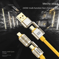 Kabel Data Pengisian Cepat 6A 4-in-1 Tipe-C USB2.0 Paduan Seng PVC untuk iPhone 16/15 Konduktor Tembaga Murni