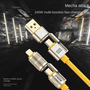 Câble de charge rapide 6A USB2.0 Type-C 4-en-1 en alliage de zinc et PVC pour <span class=keywords><strong>iPhone</strong></span> 16/15 avec conducteur en cuivre pur - Product Image 2