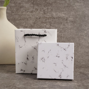 Bông Tai Nhẫn Vòng Cổ Vòng Tay gói quà Tặng hộp giấy cổ điển đơn giản hạt đá cẩm thạch trắng trong kho trang sức bao bì hộp với FO - Product Image 2