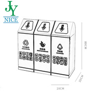 Poubelle de tri des déchets pour station de métro avec couvercle à poussoir, aéroport, parc, 4 compartiments, rectangulaire, en acier inoxydable, poubelle de recyclage
