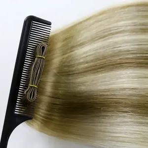 2024 produk Fashion rambut Rusia tenggelam ganda kutikula penyelarasan rambut Genius kain ekstensi Genius untuk wanita