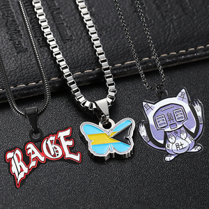 Collares Personalizados para Hombre y Mujer, Cadena Cubana de Acero Inoxidable Dorado, Dije Metálico con Estilo para Joyería - Product Image 3