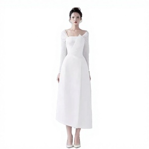 Vestido Midi de Mujer de Color Liso con Manga Larga, Cuello Cuadrado, Volantes y Cintura Imperio, Estilo Casual Dulce, Ecológico y Antiarrugas - Product Image 2