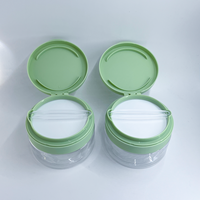 Emballage cosmétique de haute qualité, pot en plastique PET de 200 ml, 300 ml, 400 ml, 500 ml avec couvercle à clip et cuillère pour tampons en coton