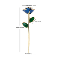 Rose bleue plaquée or 24 carats, cadeau éternel, rose véritable préservée trempée dans l'or, fleur à longue tige pour femme, Saint-Valentin, vente en gros