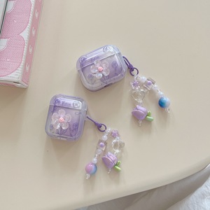 Étui pour écouteurs en TPU souple à fleurs 3D pour Airpods <span class=keywords><strong>Pro</strong></span> <span class=keywords><strong>2</strong></span> <span class=keywords><strong>2022</strong></span> <span class=keywords><strong>Air</strong></span> Pods de 2e génération 3 1 <span class=keywords><strong>2</strong></span> 3e génération violet Rose porte-clés tulipe - Product Image 1