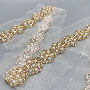 Bufanda DE BODA caliente Lentejuelas con cuentas Accesorios de ropa Bolsa Zapatos Accesorios Vestido Borde floral Bordado Malla Encaje - Product Image 5