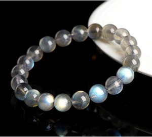 Natural Labradorite Grey Moonstone Bracelet <b>Blue</b> Flash Healing Crystal Stretch <b>Beaded</b> Gemstone Bracelet Unisex Spiritual Jewelry - Product Image 4