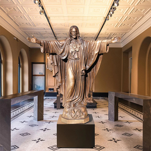 Gran Escultura de Jesús en Bronce con Mano Abierta, Estatua Religiosa Antigua de Jesús el Redentor para Exteriores en Venta - Product Image 6