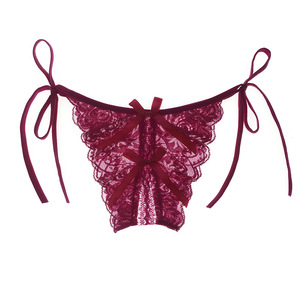 Taille unique, culotte en dentelle à entrejambe ouvert, super sexy, grande taille, à nouer sur le côté, pour femmes - Product Image 3