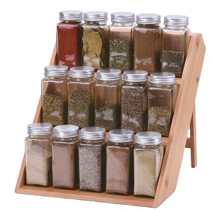 2022 Kitchen Storage Containers Expandable Folding Drawer Cabinet Bamboo Wood 3 Tier Spice Rack Organizer