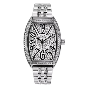 Wholesale tonneau-shaped, full diamond quartz, vintage-style steel strap women's <b>watches</b>. - Product Image 1