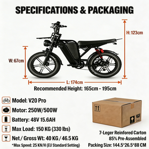 Bicicleta Eléctrica QMWHEEL V20 Pro con Llantas Gruesas de 20 Pulgadas y 4.0, Batería de 48V 15.6AH, DDP Italia, Doble Suspensión, Frenos Hidráulicos - Product Image 5