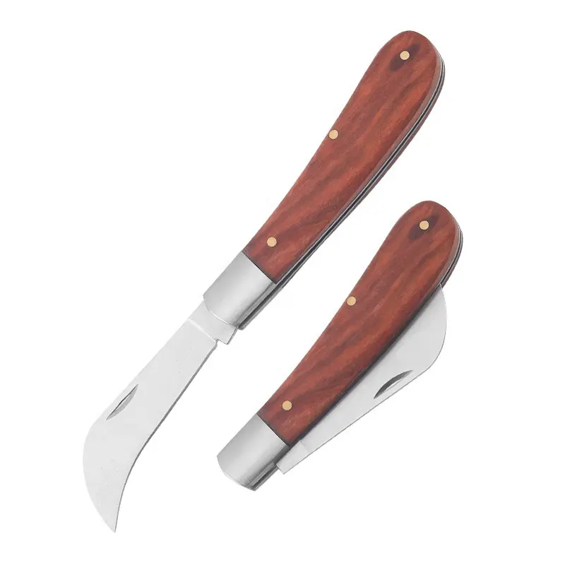 Outdoor Stainless steel Mushroom Wooden handle Folding Knife Garden Blade Grafting Cutter