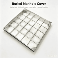 Couvercle de trappe invisible en acier inoxydable à trois couches pour pavé, couvercle d'accès dissimulé, résistant à l'eau pour passerelle